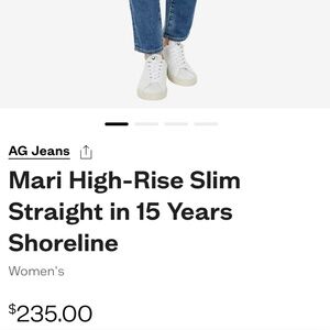 NWOT Size 28R AG ( Adriano Goldschemied) Jeans Mari High Rise Straight